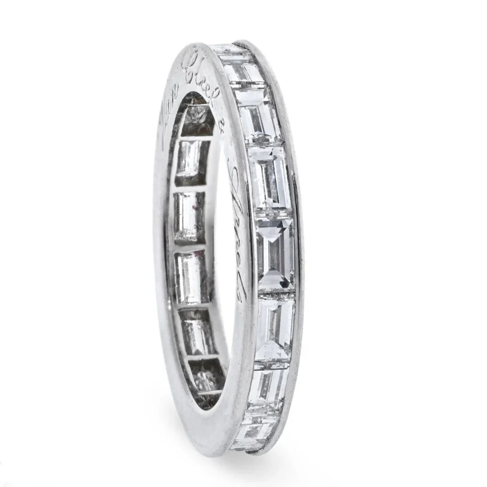 Van Cleef & Arpels Platinum 3 Carat Baguette Cut Channel Set Eternity Band - The Back Vault