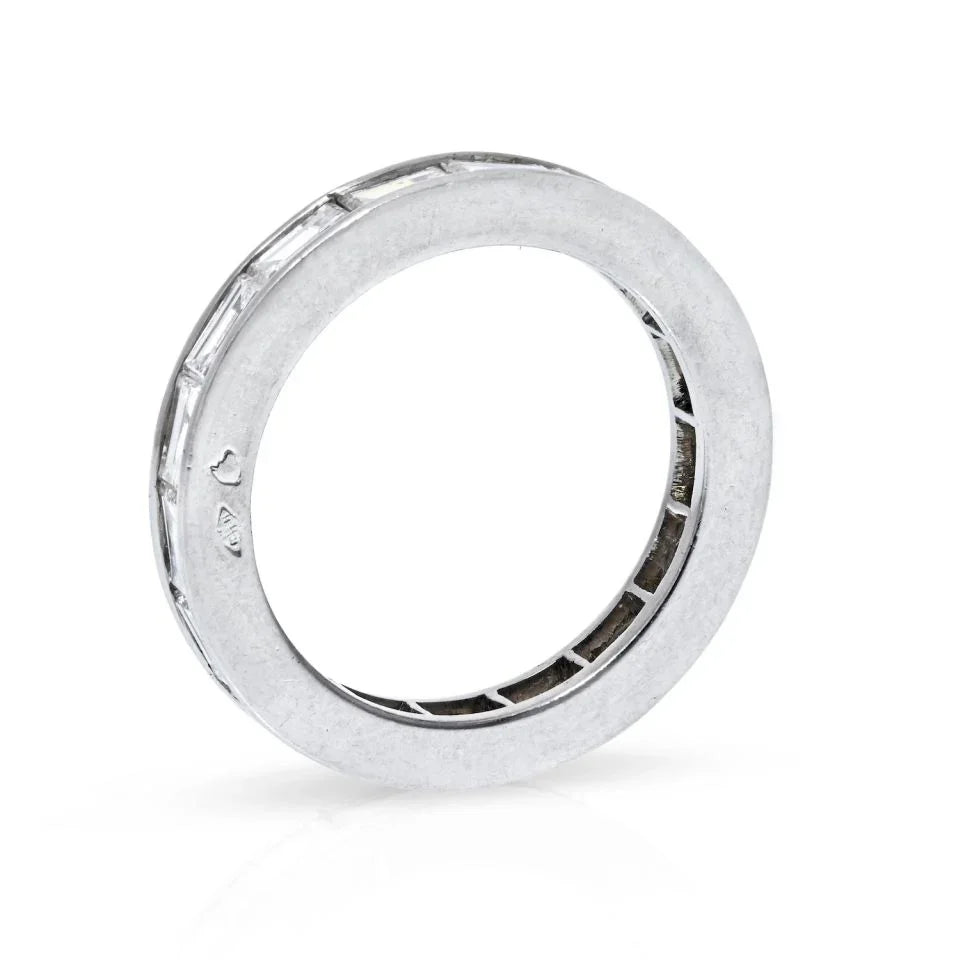 Van Cleef & Arpels Platinum 3 Carat Baguette Cut Channel Set Eternity Band - The Back Vault