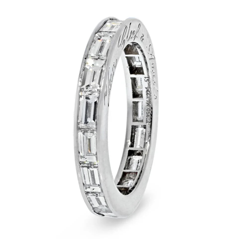Van Cleef & Arpels Platinum 3 Carat Baguette Cut Channel Set Eternity Band - The Back Vault