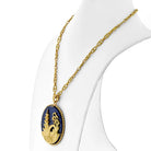 18K Yellow Gold 18K Gold Lapis Lazuli Medallion Asian Pagoda Temple Pendant Necklace - The Back Vault