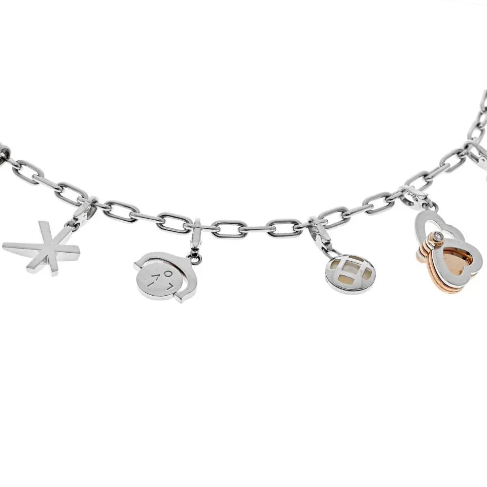 Cartier 18K Two Tone Santos 12 Charm Necklace - The Back Vault