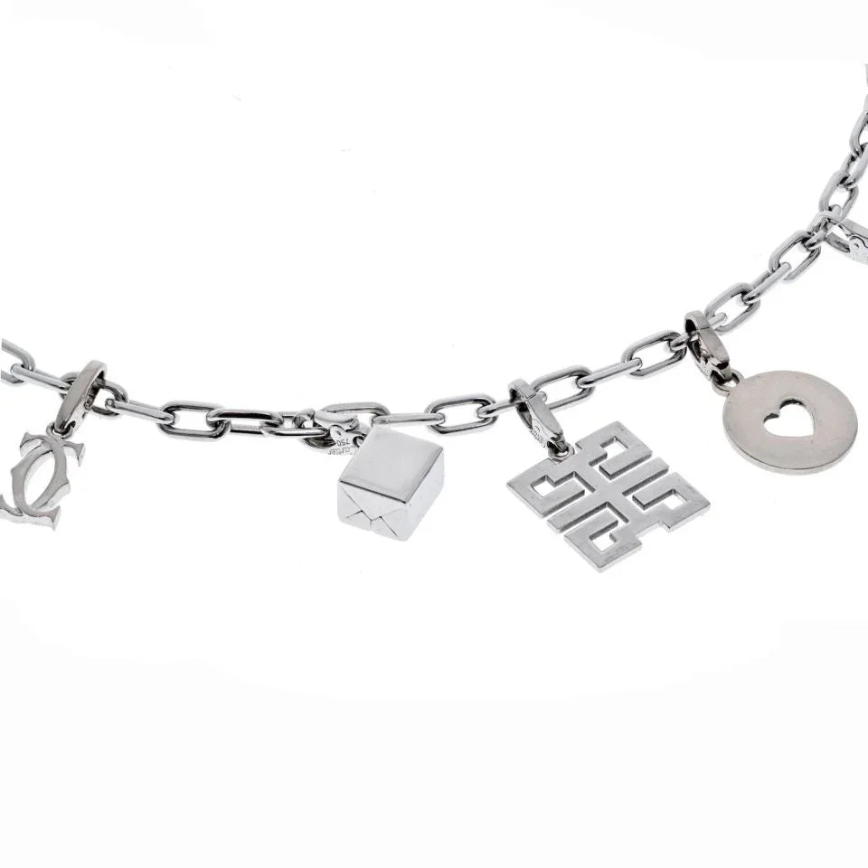 Cartier 18K Two Tone Santos 12 Charm Necklace - The Back Vault