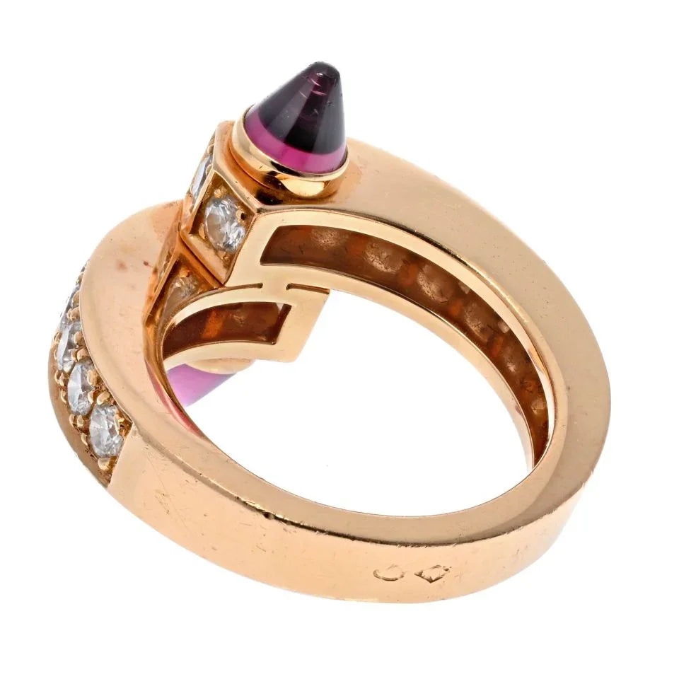 Cartier 18K Rose Gold Diamond And Garnet Menotte Ring - The Back Vault