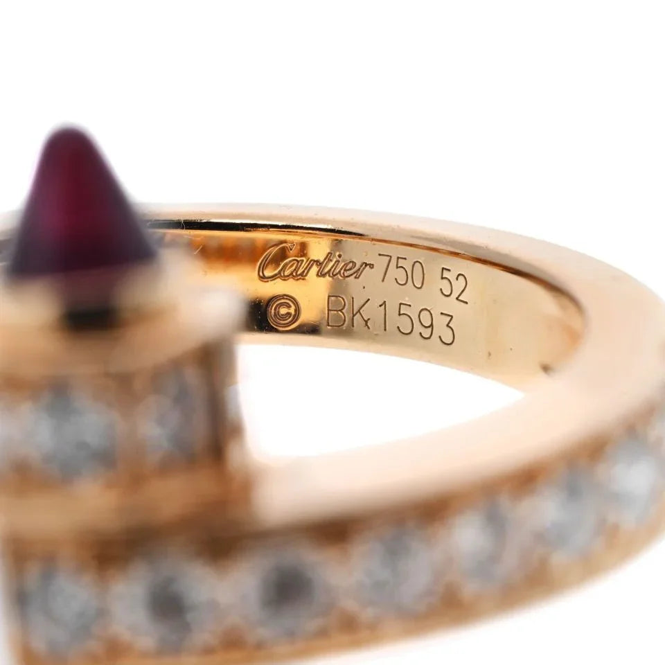 Cartier 18K Rose Gold Diamond And Garnet Menotte Ring - The Back Vault