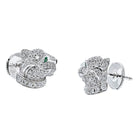 Cartier 18K White Gold Diamond Panthere Stud Earrings - The Back Vault