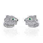 Cartier 18K White Gold Diamond Panthere Stud Earrings - The Back Vault