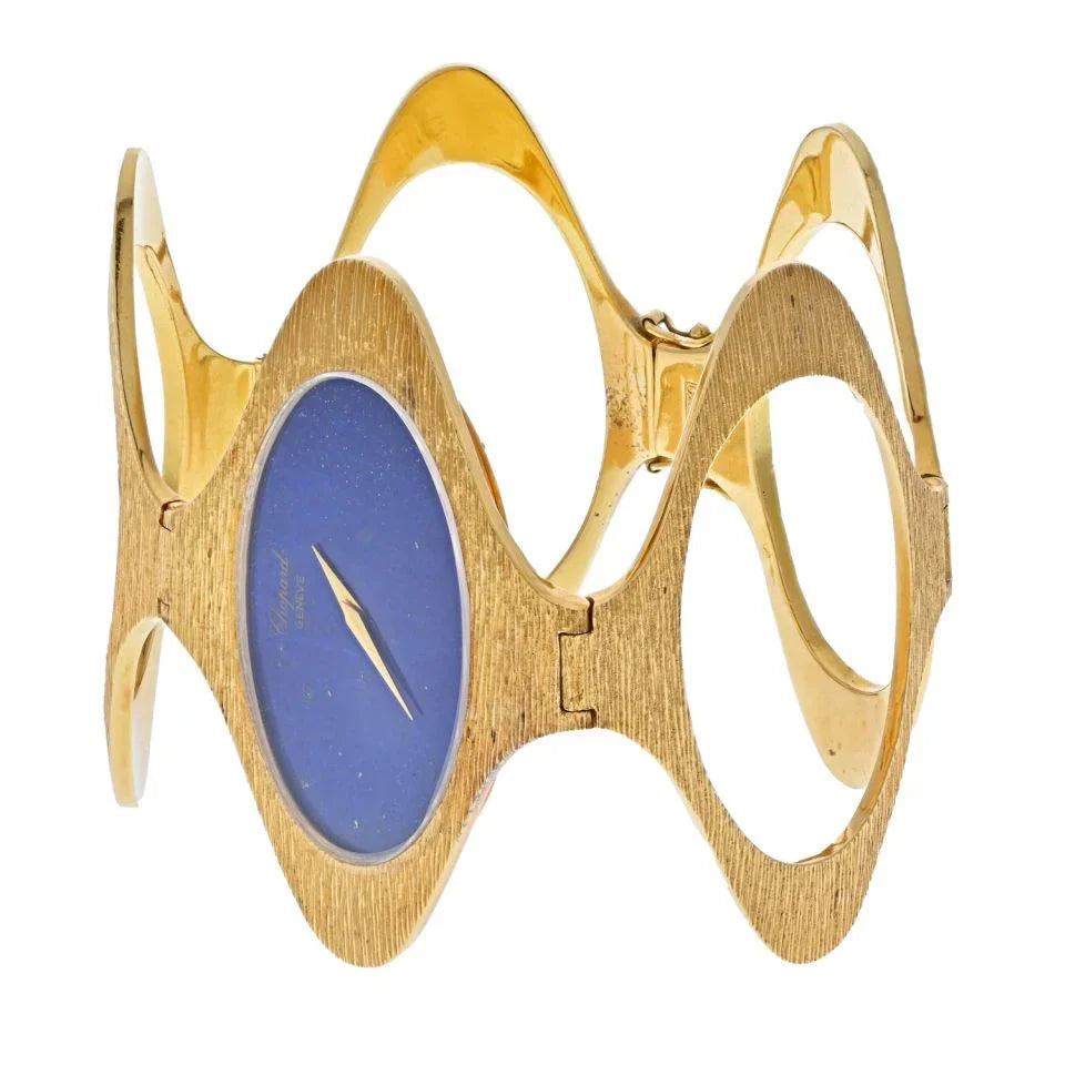 Chopard 18K White Gold 1970's Bark Finish Lapis Dial 1970's Wrist Women Watch - The Back Vault
