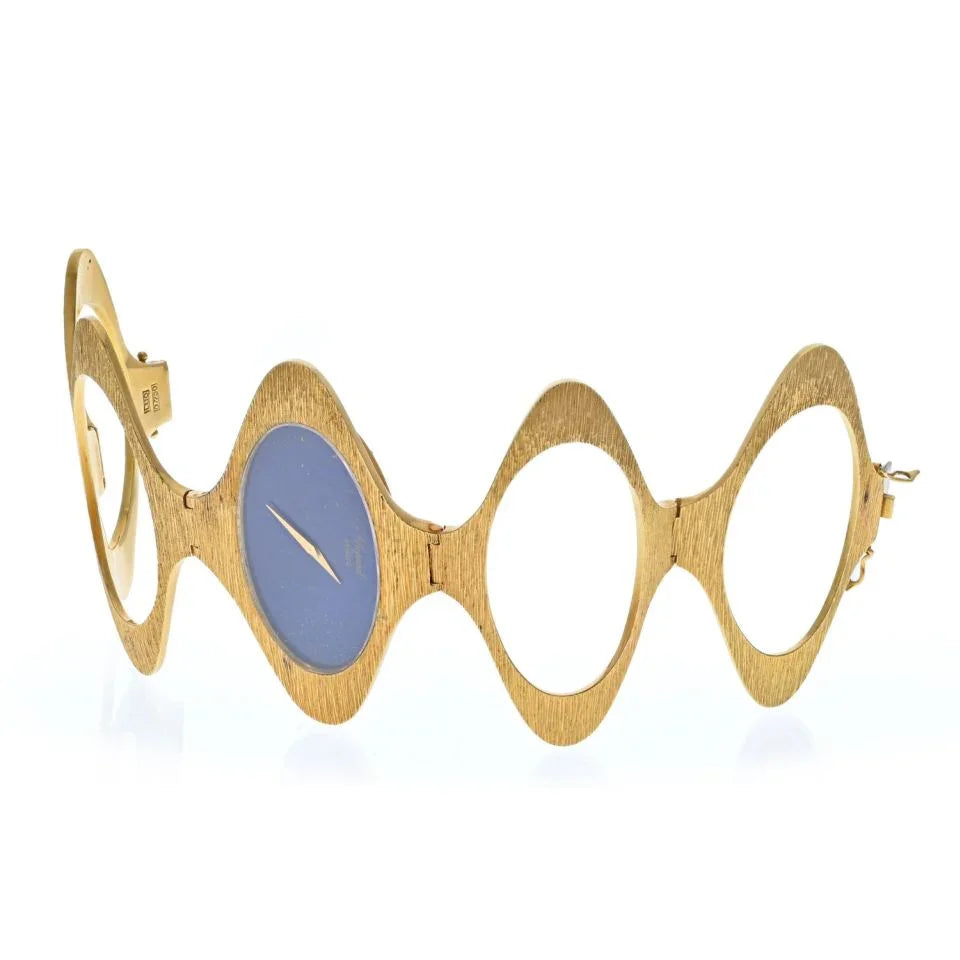 Chopard 18K White Gold 1970's Bark Finish Lapis Dial 1970's Wrist Women Watch - The Back Vault