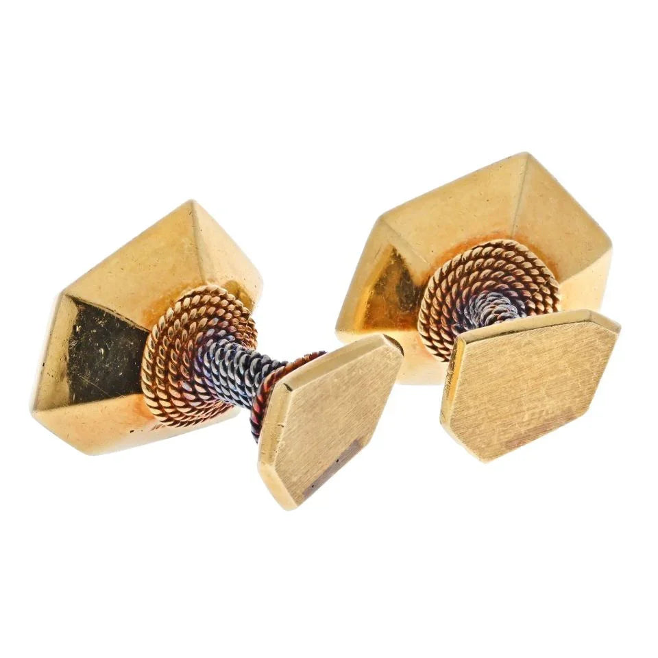 David Webb 18K Rose Gold Gemini Horoscope Vintage Cuff Links - The Back Vault