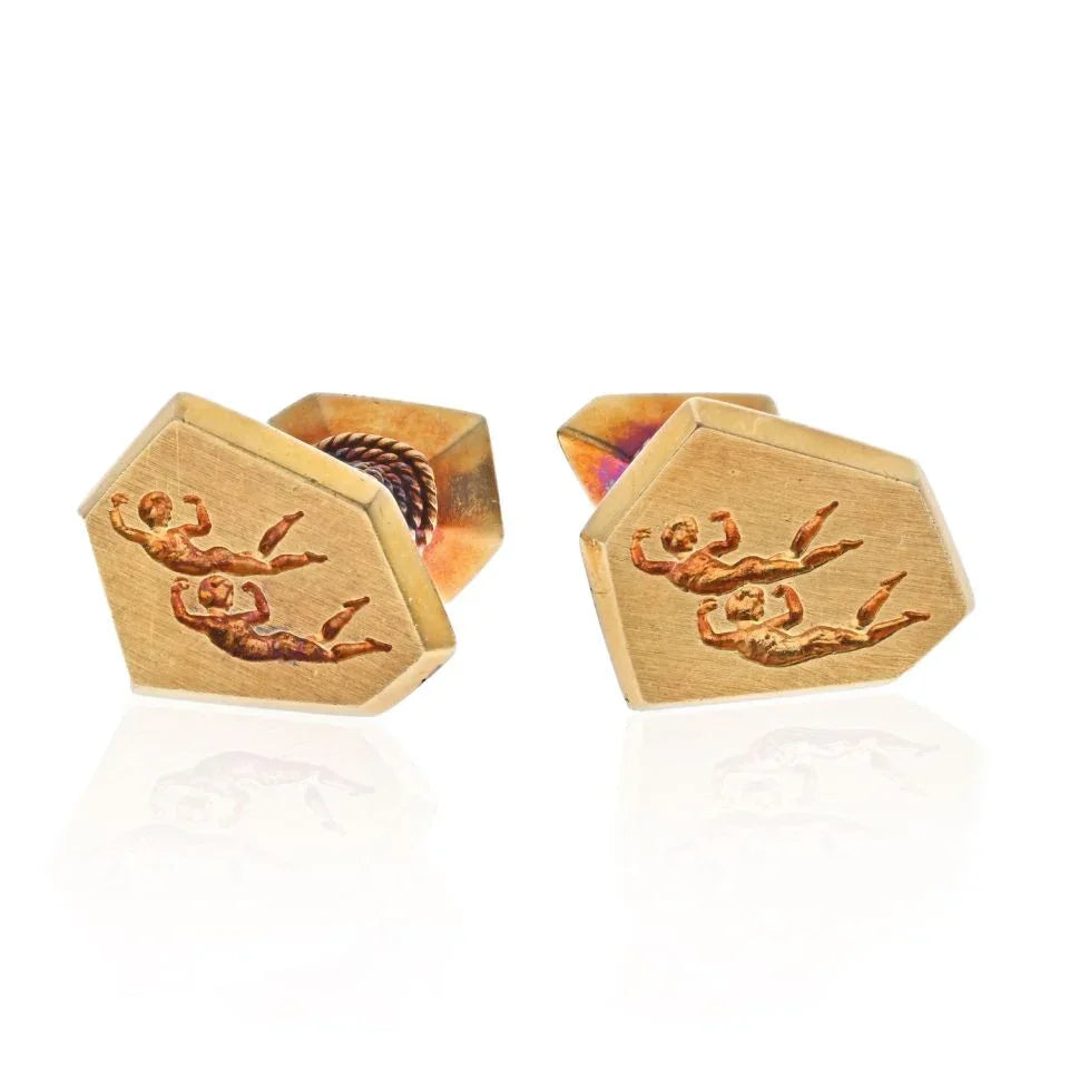 David Webb 18K Rose Gold Gemini Horoscope Vintage Cuff Links - The Back Vault