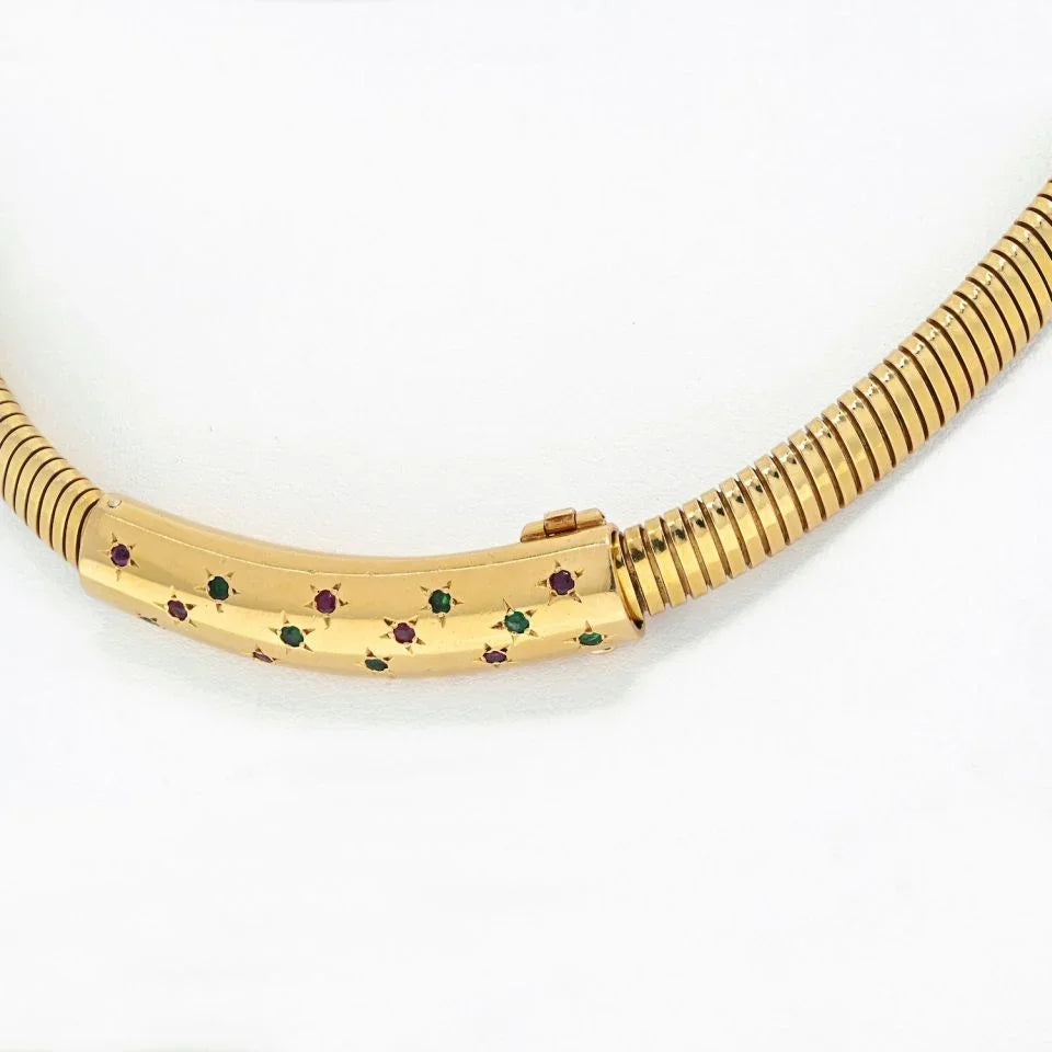Van Cleef & Arpels 18K Yellow Gold Tubogas Choker Necklace - The Back Vault