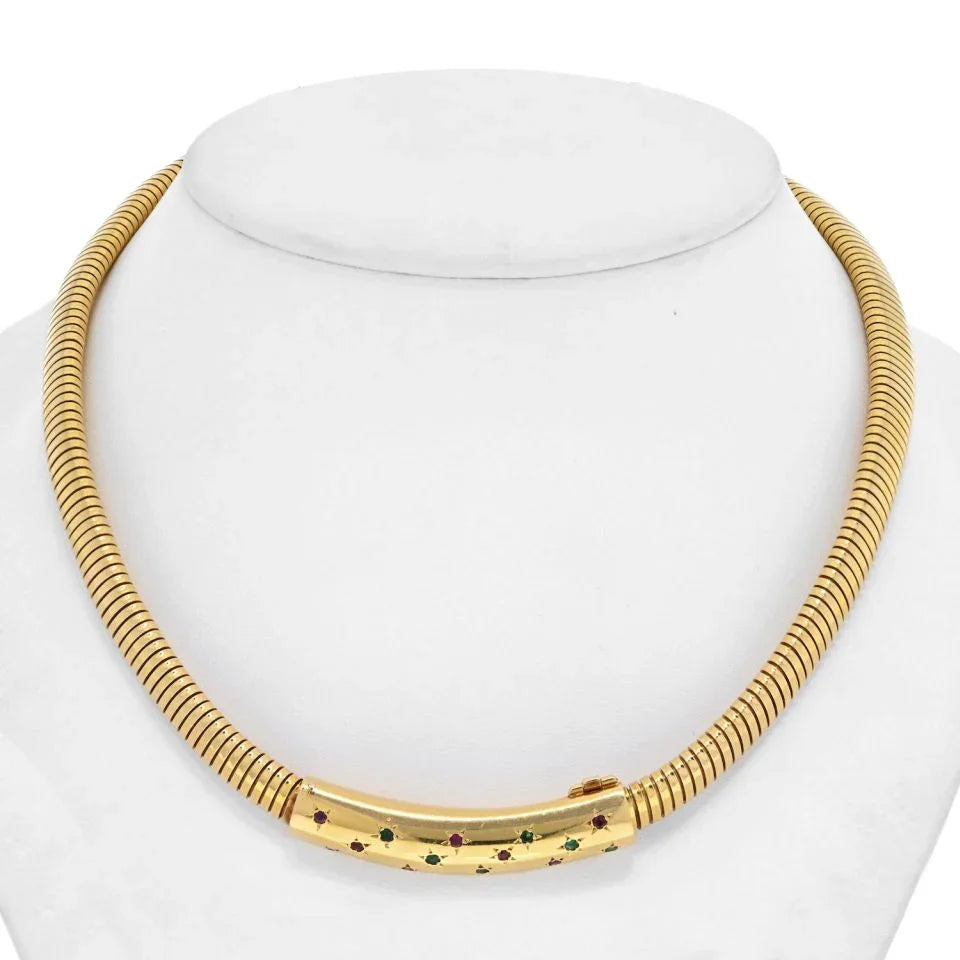 Van Cleef & Arpels 18K Yellow Gold Tubogas Choker Necklace - The Back Vault