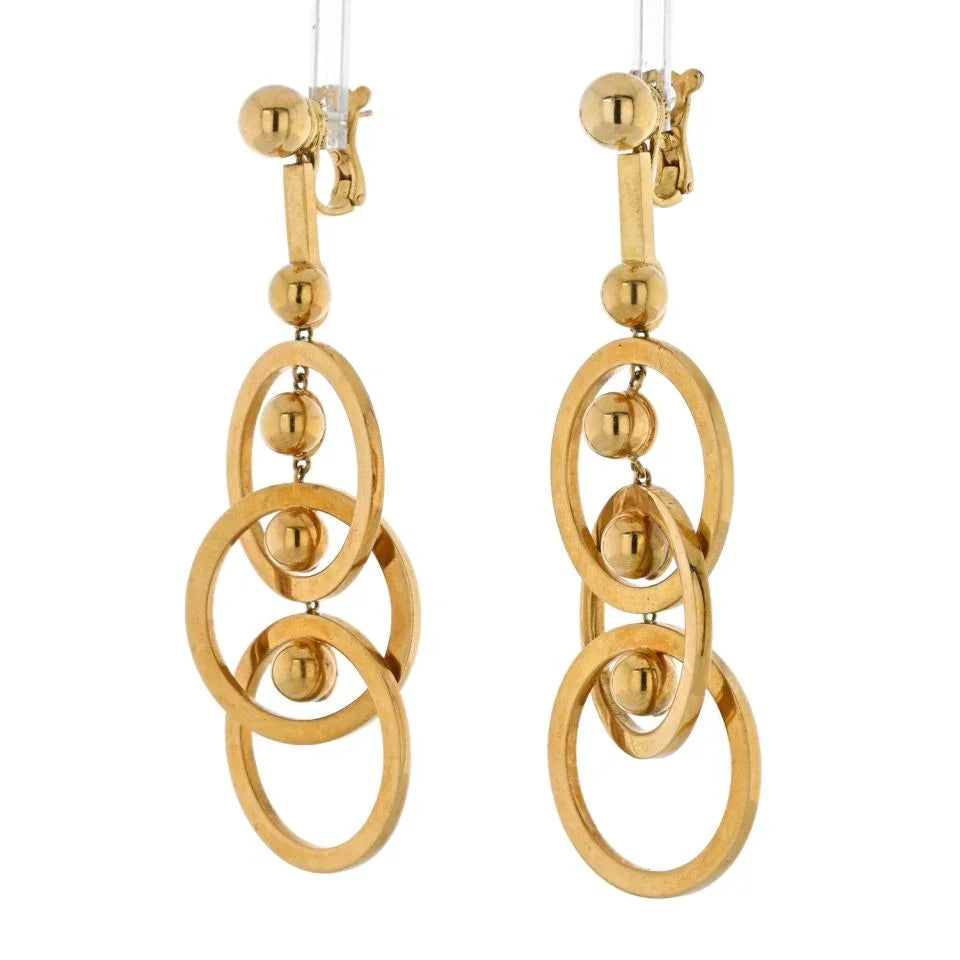 Fred Of Paris 18K Yellow Gold Triple Circle Drop Dangling Earrings - The Back Vault