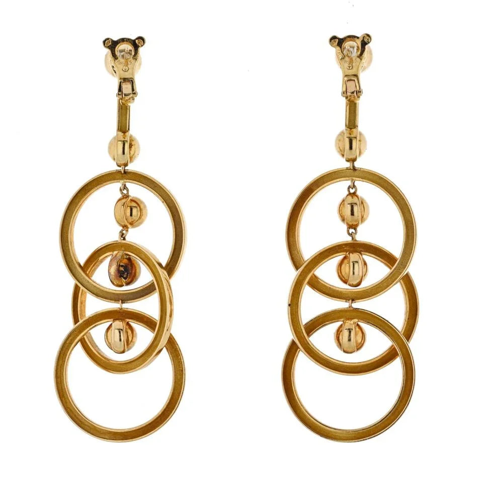 Fred Of Paris 18K Yellow Gold Triple Circle Drop Dangling Earrings - The Back Vault