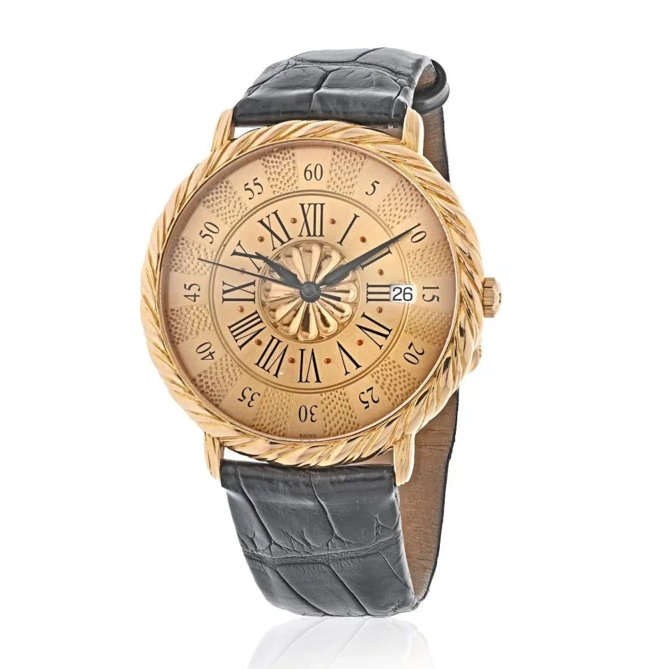 Buccellati 18K Rose Gold 38mm Audachron Round Dial Date Roman Numerals Men Watch - The Back Vault
