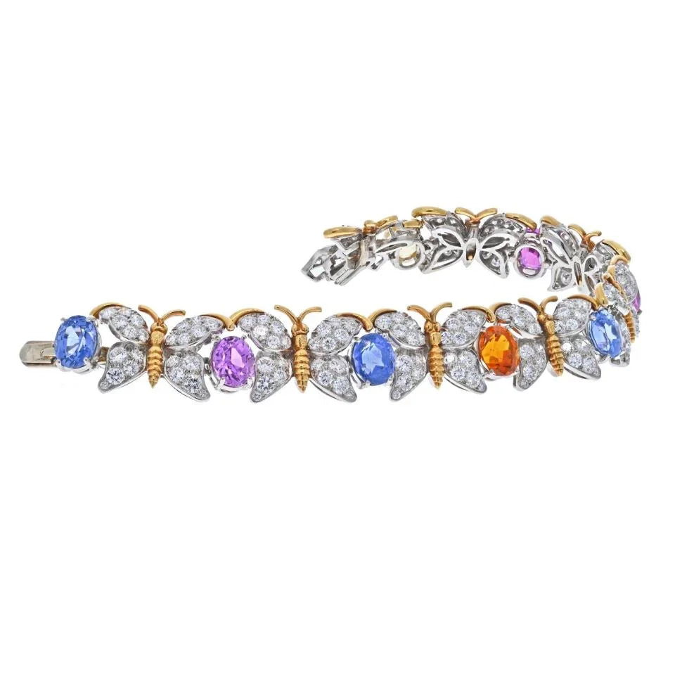 Tiffany & Co. Schlumberger Platinum & 18K Yellow Gold Butterfly Motif Bracelet - The Back Vault