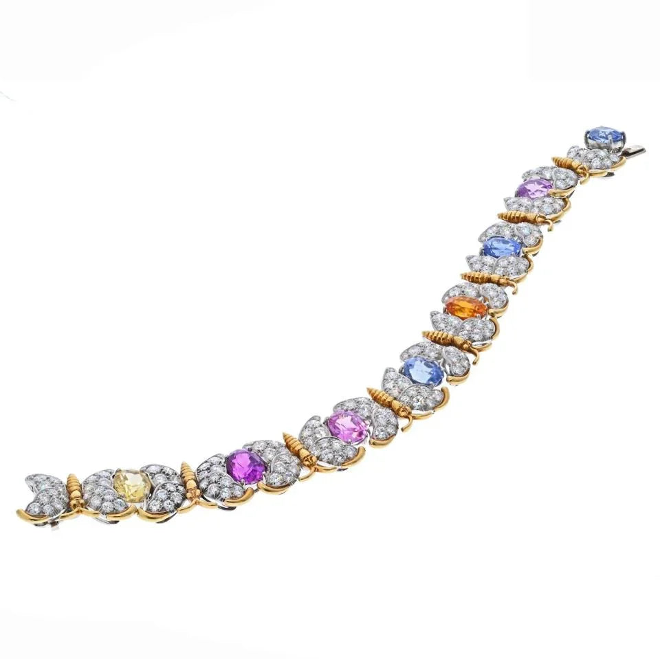 Tiffany & Co. Schlumberger Platinum & 18K Yellow Gold Butterfly Motif Bracelet - The Back Vault