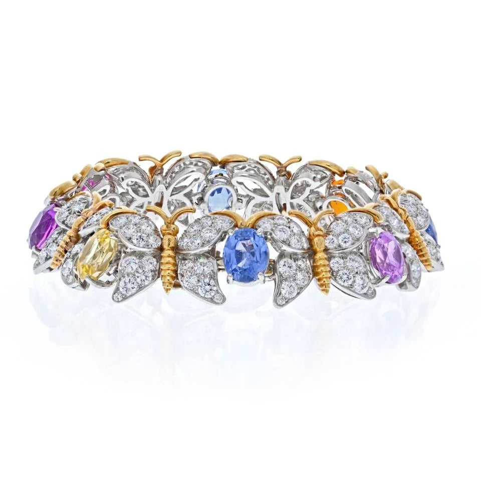 Tiffany & Co. Schlumberger Platinum & 18K Yellow Gold Butterfly Motif Bracelet - The Back Vault