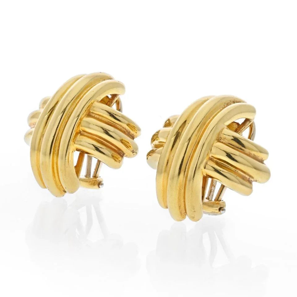 Tiffany & Co. 18K Yellow Gold Signature X Earrings - The Back Vault