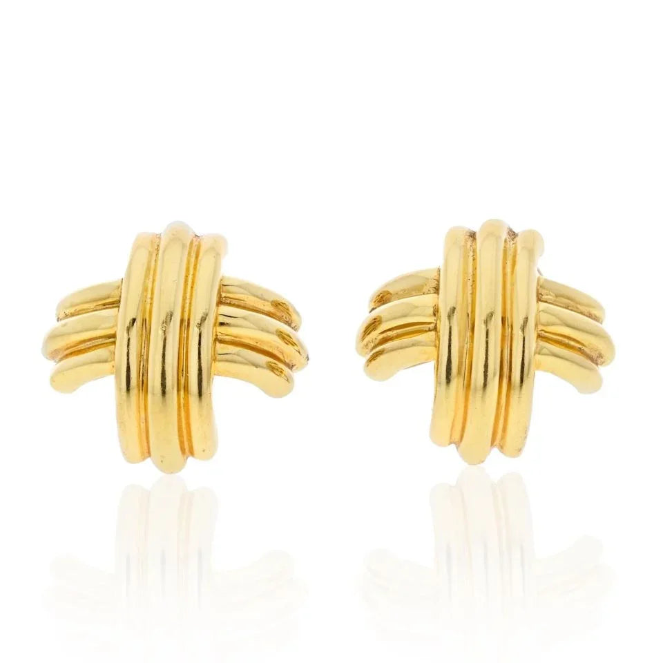 Tiffany & Co. 18K Yellow Gold Signature X Earrings - The Back Vault
