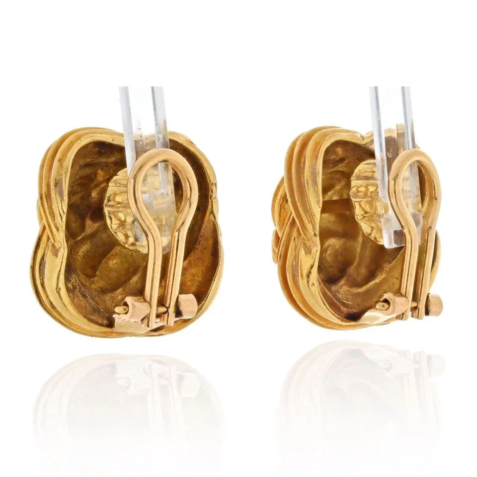 Tiffany & Co. 18K Yellow Gold Basket Weave Vintage Clip Earrings - The Back Vault