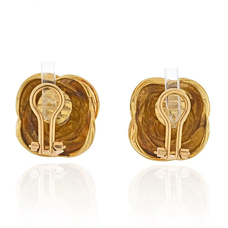 Tiffany & Co. 18K Yellow Gold Basket Weave Vintage Clip Earrings - The Back Vault