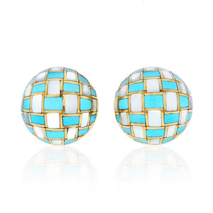 Tiffany & Co. Angela Cummings Checkerboard Mother Of Pearl And Turquoise Earrings
