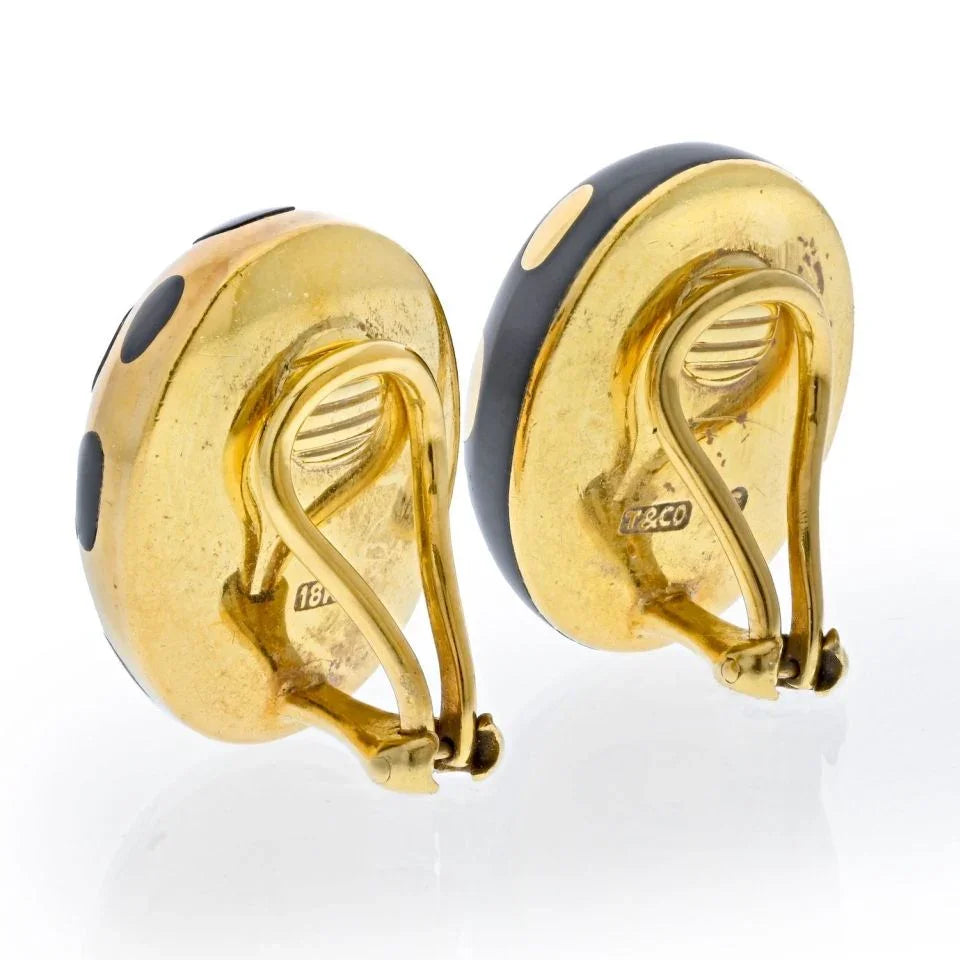 Tiffany & Co. 18K Yellow Gold Cummings Positive & Negative Earrings - The Back Vault