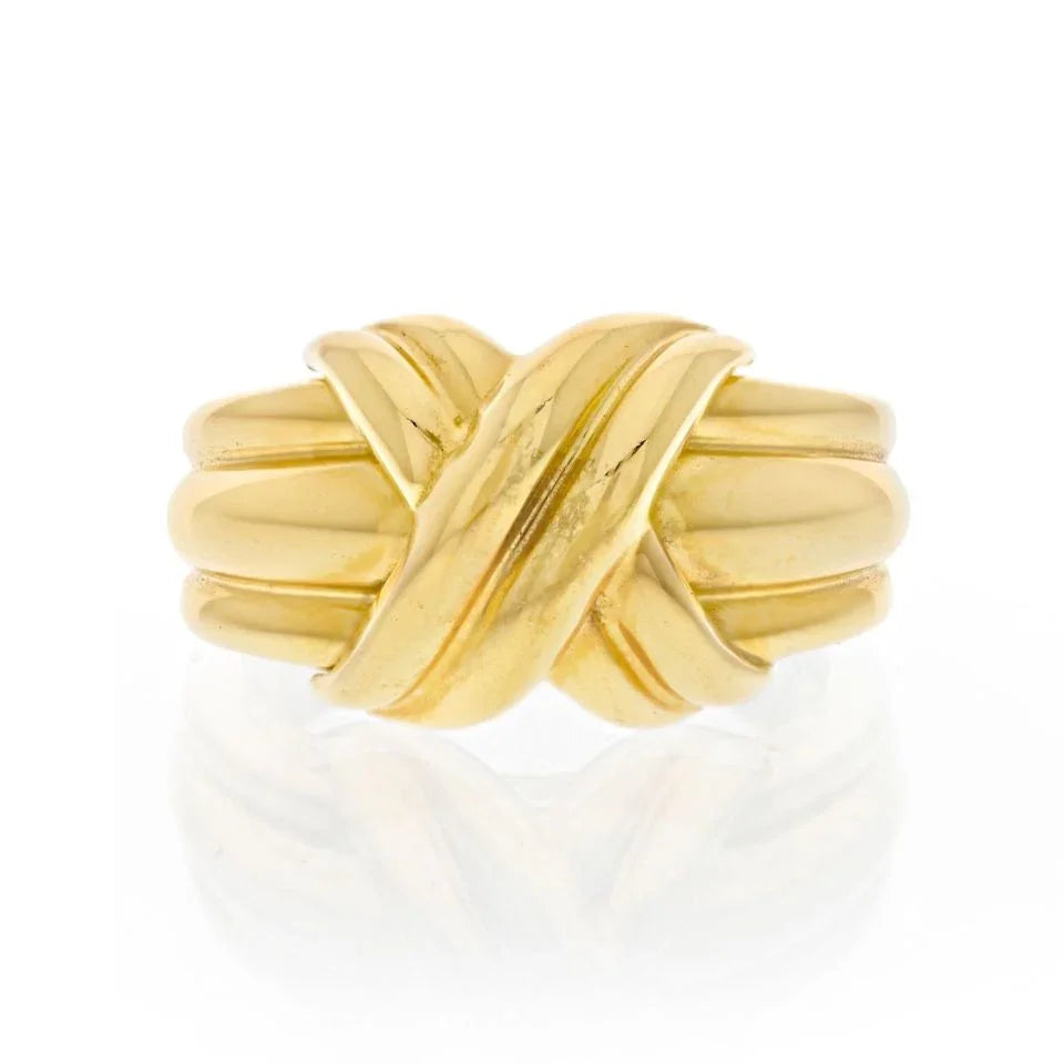 Tiffany & Co. 18K Yellow Gold 1990 Signature X Ring - The Back Vault