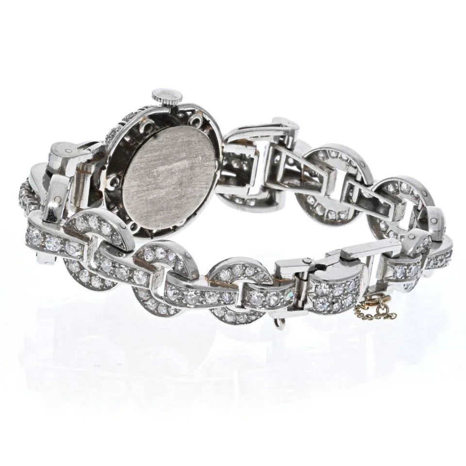 Omega Platinum 1940's Women 12 Carat Old Cut Diamond Watch - The Back Vault