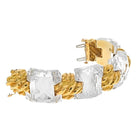 David Webb 18K Yellow Gold Checkerboard Rock Crystal Wide Link Bracelet - The Back Vault
