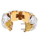 David Webb 18K Yellow Gold Checkerboard Rock Crystal Wide Link Bracelet - The Back Vault