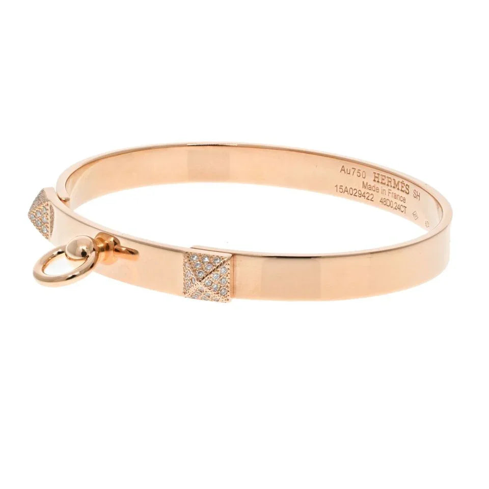 Hermes 18K Rose Gold Collier De Chien Bracelet - The Back Vault