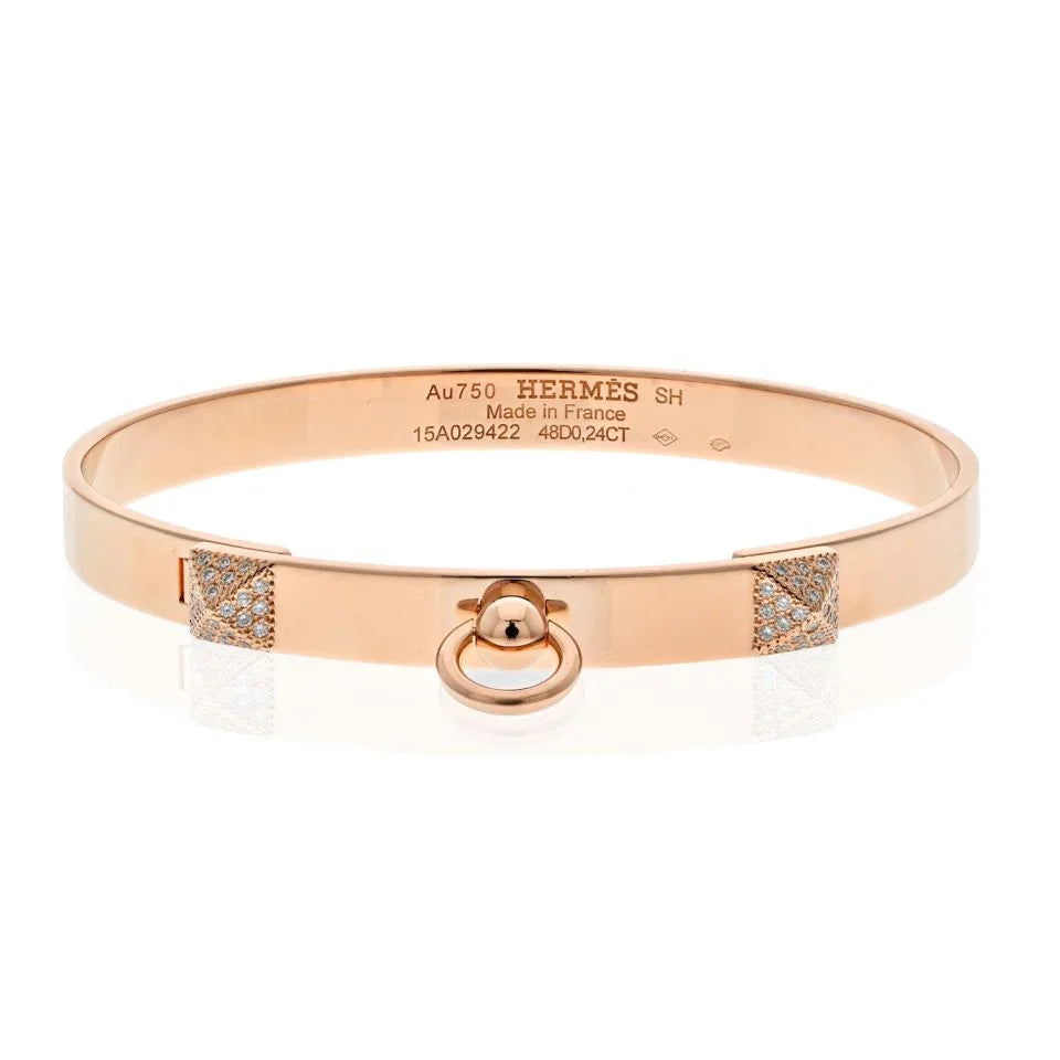 Hermes 18K Rose Gold Collier De Chien Bracelet - The Back Vault
