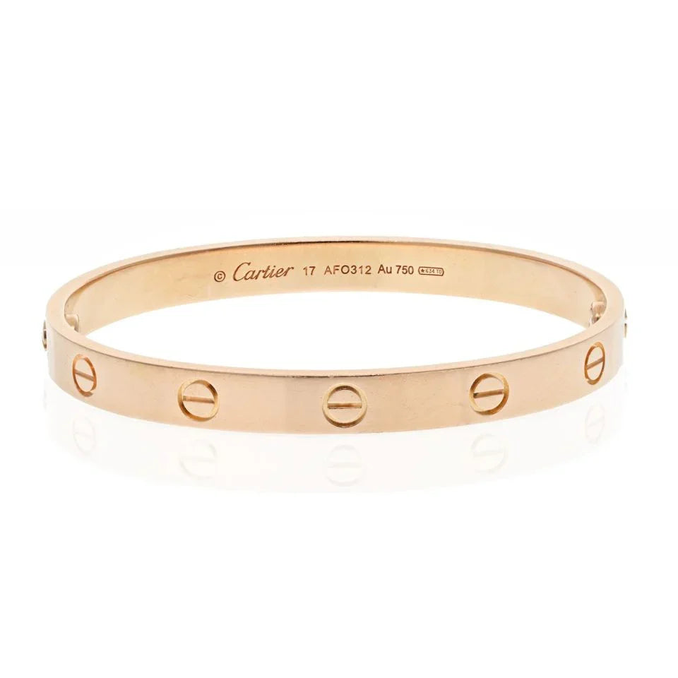 Cartier 18K Rose Gold Love Bangle Size 17 Bracelet - The Back Vault