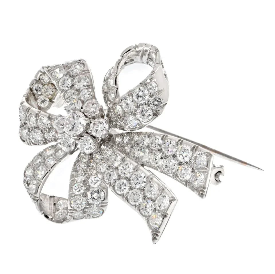 Tiffany & Co. Platinum 6.00 Carat Diamond Bow Ribbon Ladies Brooch - The Back Vault