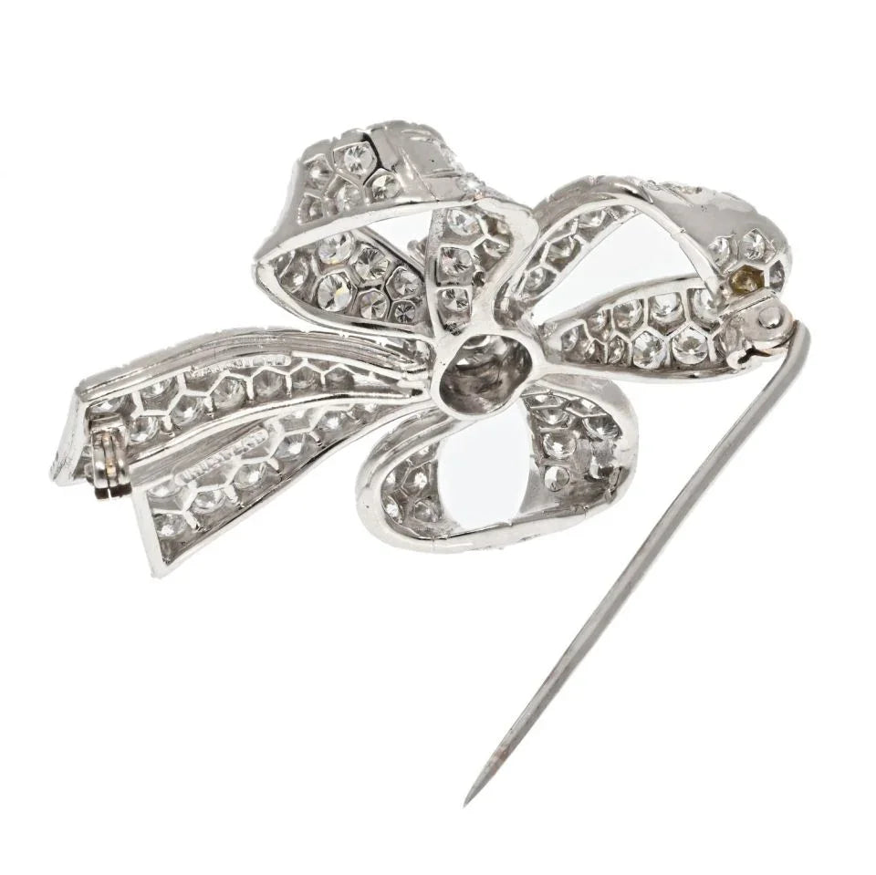 Tiffany & Co. Platinum 6.00 Carat Diamond Bow Ribbon Ladies Brooch - The Back Vault