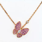 Van Cleef & Arpels 18K Rose Gold Pink Sapphires And Diamond Butterfly Pendant - The Back Vault