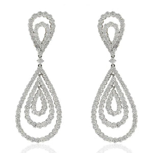 18K White Gold 21 Carat Diamond Chandelier Dangling Earrings
