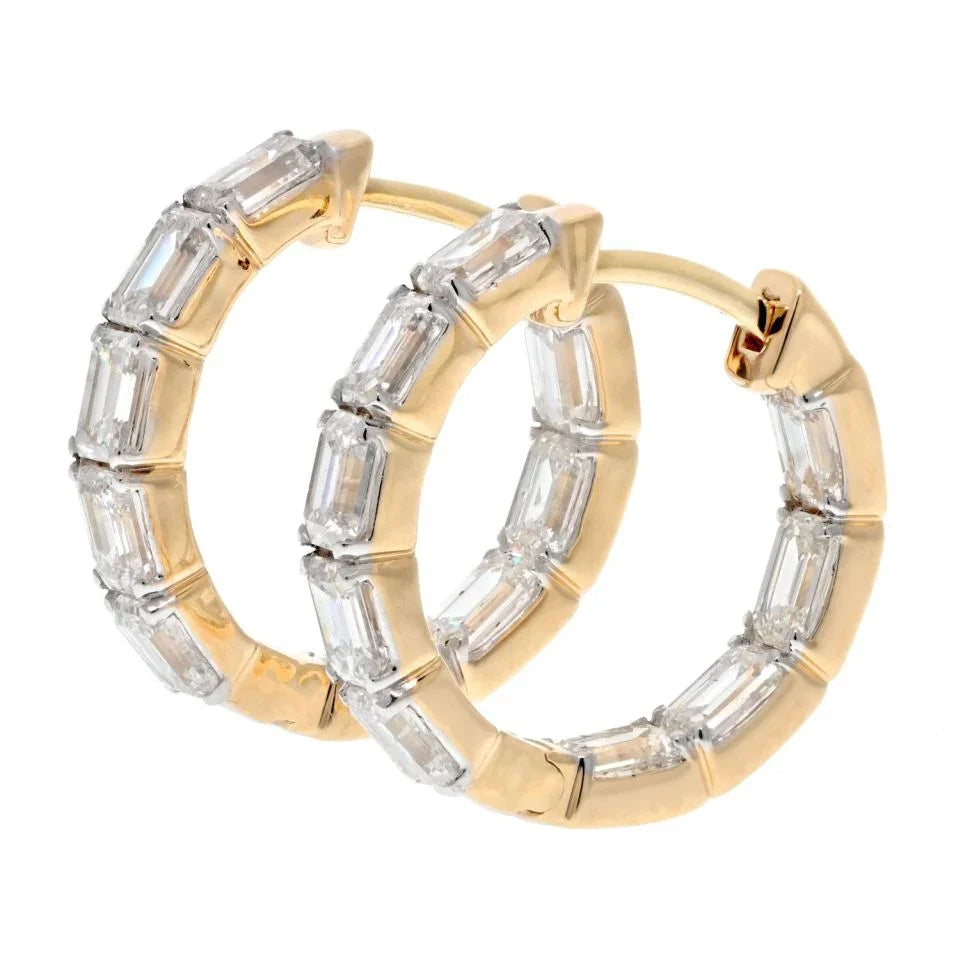 14K Yellow Gold 3.75 Carat Small Hoop Huggie Earrings - The Back Vault
