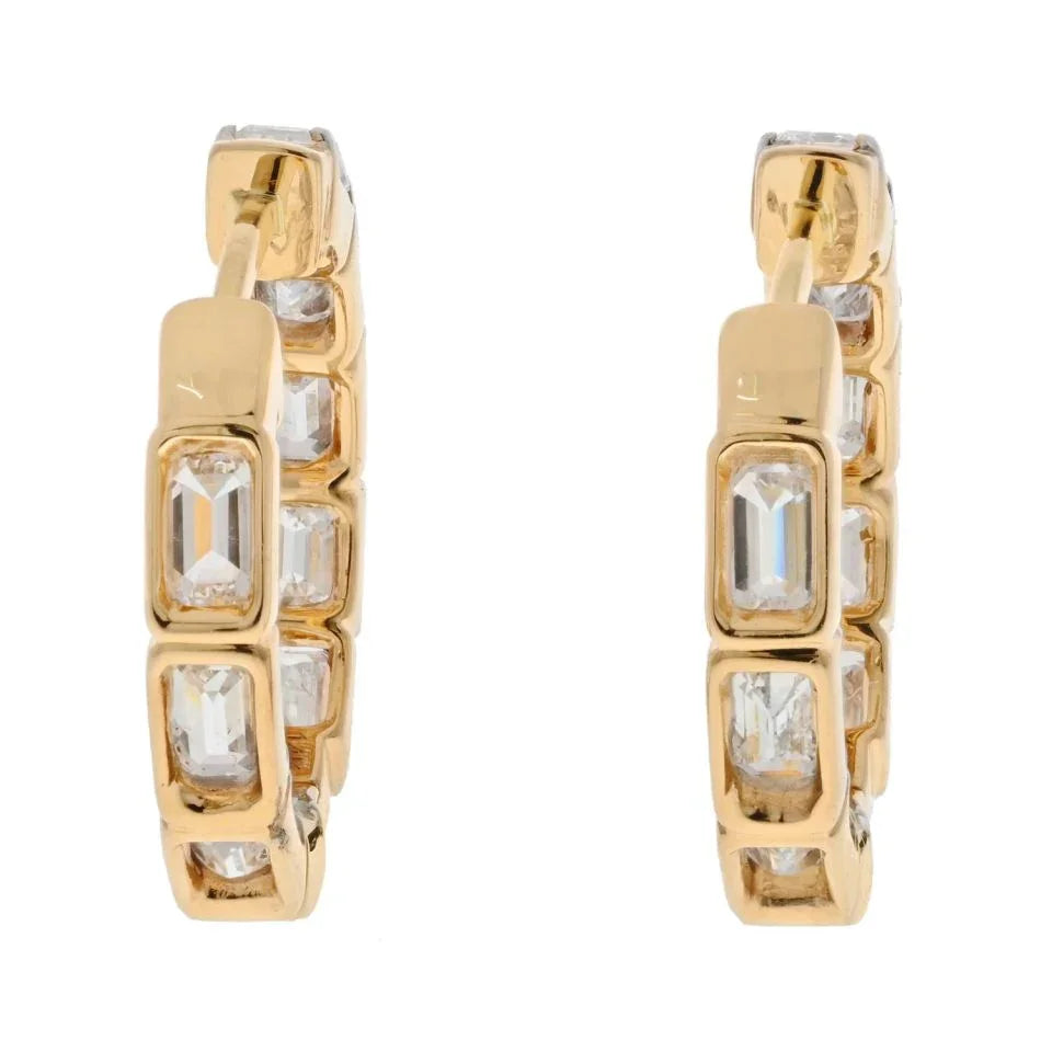 14K Yellow Gold 3.75 Carat Small Hoop Huggie Earrings - The Back Vault