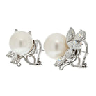 Platinum Pearl And 6 Carats Diamond Estate Earrings - The Back Vault