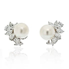 Platinum Pearl And 6 Carats Diamond Estate Earrings - The Back Vault