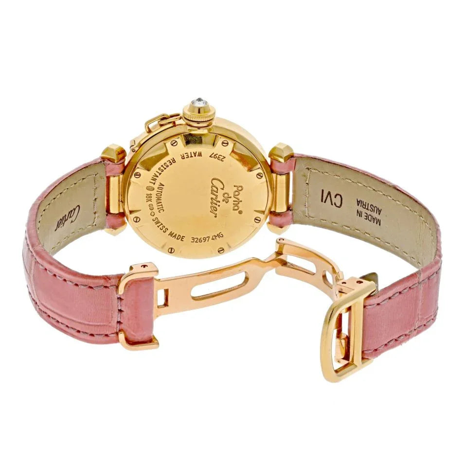 Cartier Pasha 18K Yellow Gold Diamond Round Dial 32mm Women Watch - The Back Vault
