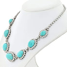 14K White Gold Estate Turquoise And Diamond Necklace - The Back Vault