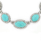 14K White Gold Estate Turquoise And Diamond Necklace - The Back Vault