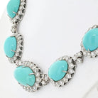 14K White Gold Estate Turquoise And Diamond Necklace - The Back Vault