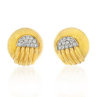 David Webb Platinum & 18K Yellow Gold Diamond Dome Round Clip On Earrings - The Back Vault
