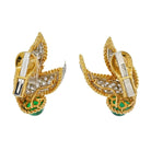 David Webb 18K Yellow Gold Cabochon Emerald And Diamond Clip On Earrings - The Back Vault