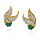 David Webb 18K Yellow Gold Cabochon Emerald And Diamond Clip On Earrings - The Back Vault